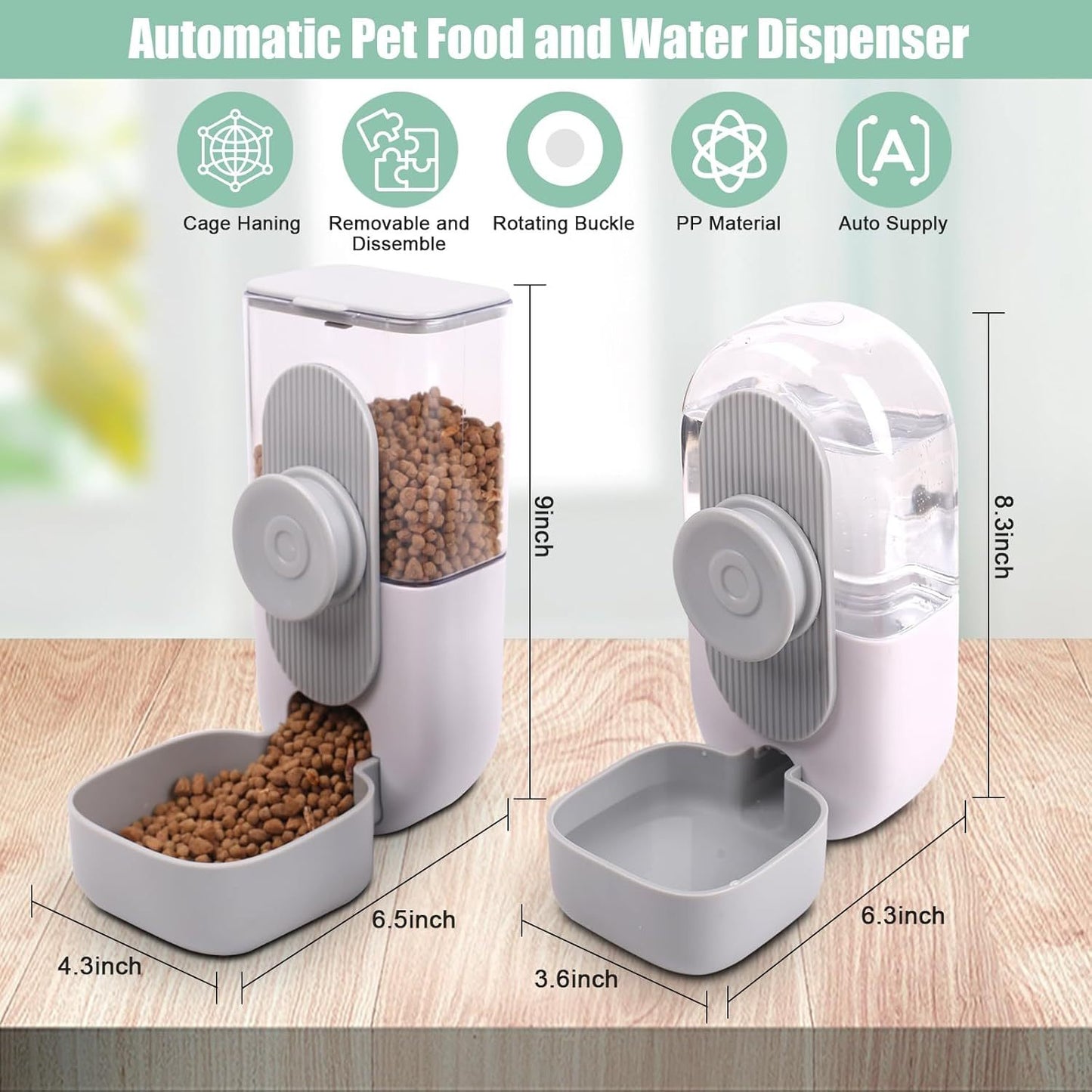 Hanging Automatic Pet Food And Water Dispenser Auto Gravity For Cage Hanging