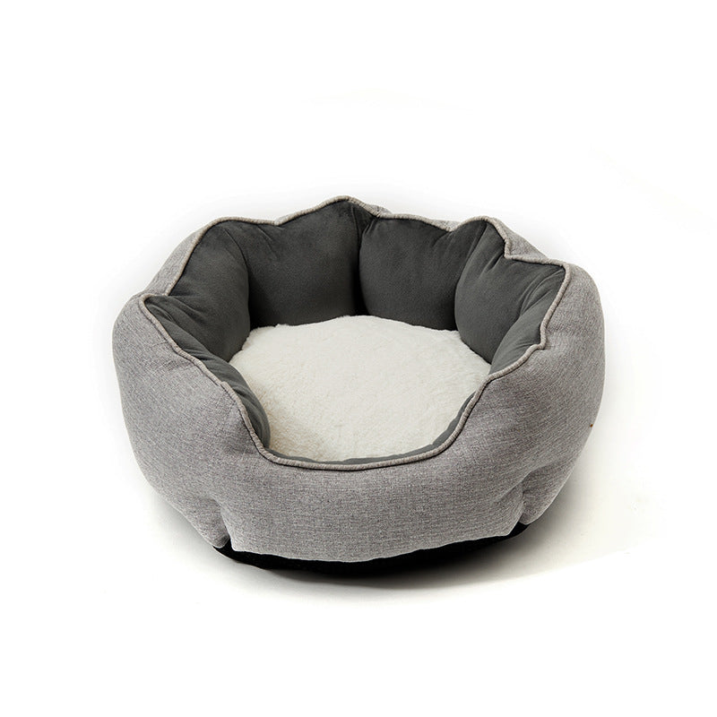 Dog/Cat Bed Soft Wool Point Design With Removable Mats Octagonal Shape Kennel Sofa