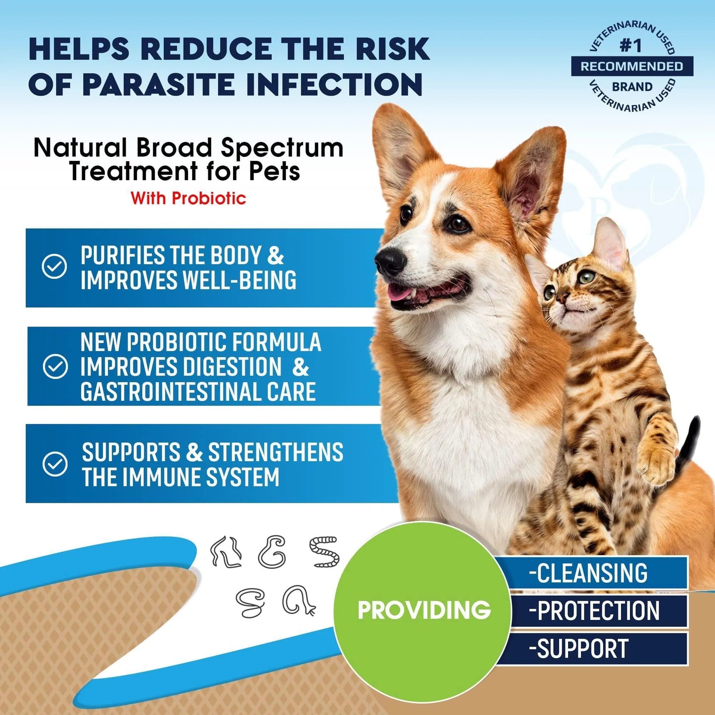 Natural Worm Treatment With Probiotic Liquid Herbal Prevention Medication Supplement Drops For Pets Use With Pet Food