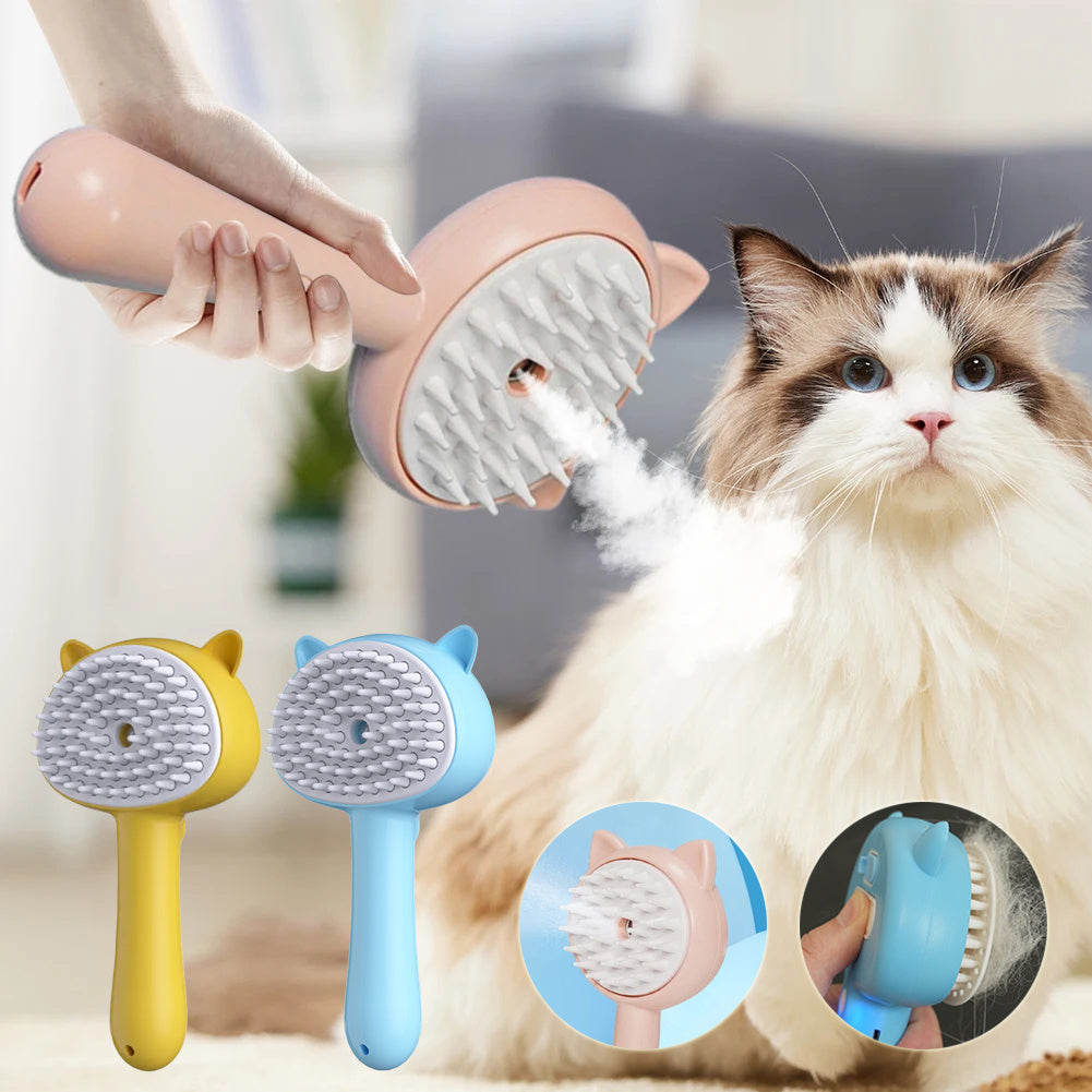Pet Cleaning Brush With Mist Multifunctional Cat Grooming Brush Rechargeable