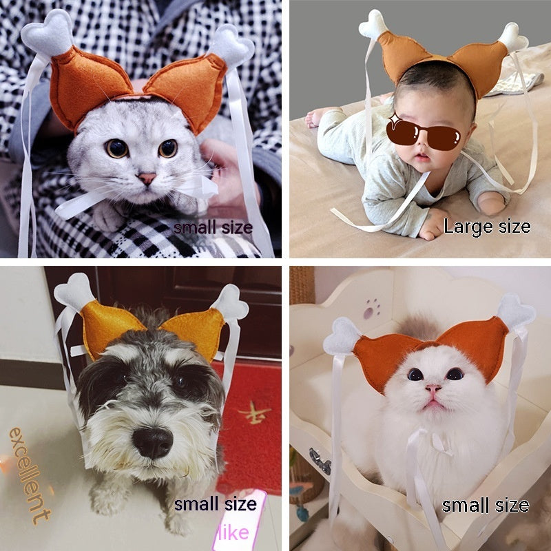 Pet Funny Chicken Leg Concave Shape Cat Dog Funny Headdress