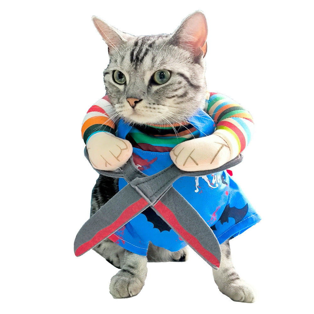 Pet Costume Cat Funny Outfit With Adjustable Straps Scissor-Shaped Suit Cosplay