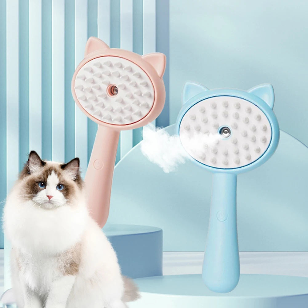 Pet Cleaning Brush With Mist Multifunctional Cat Grooming Brush Rechargeable