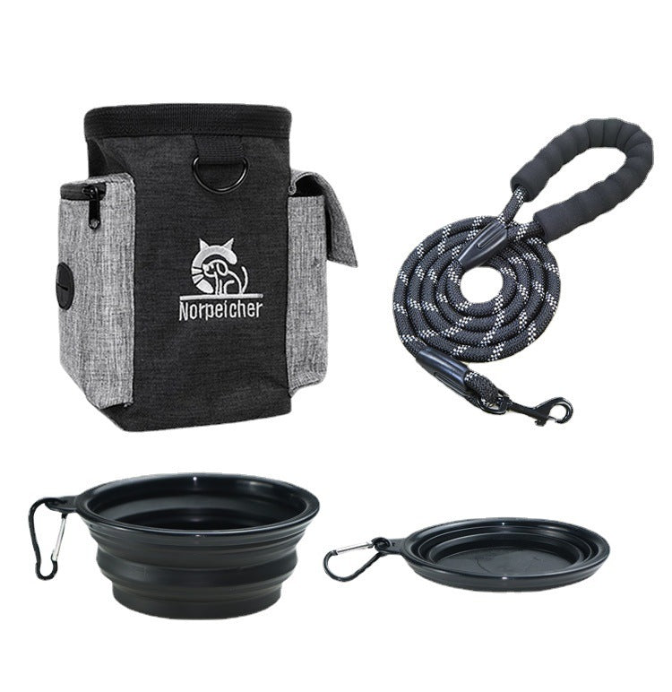 Pet Training Three-piece Set Hand Holding Rope Dog Bowl