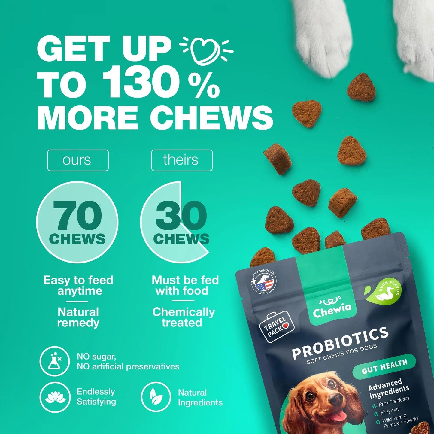 Probiotics For Dogs Support Gut Health Immunity Yeast Balance Itchy Skin Allergies Probiotics And Digestive Enzymes 180 Probiotic Chews For Dogs